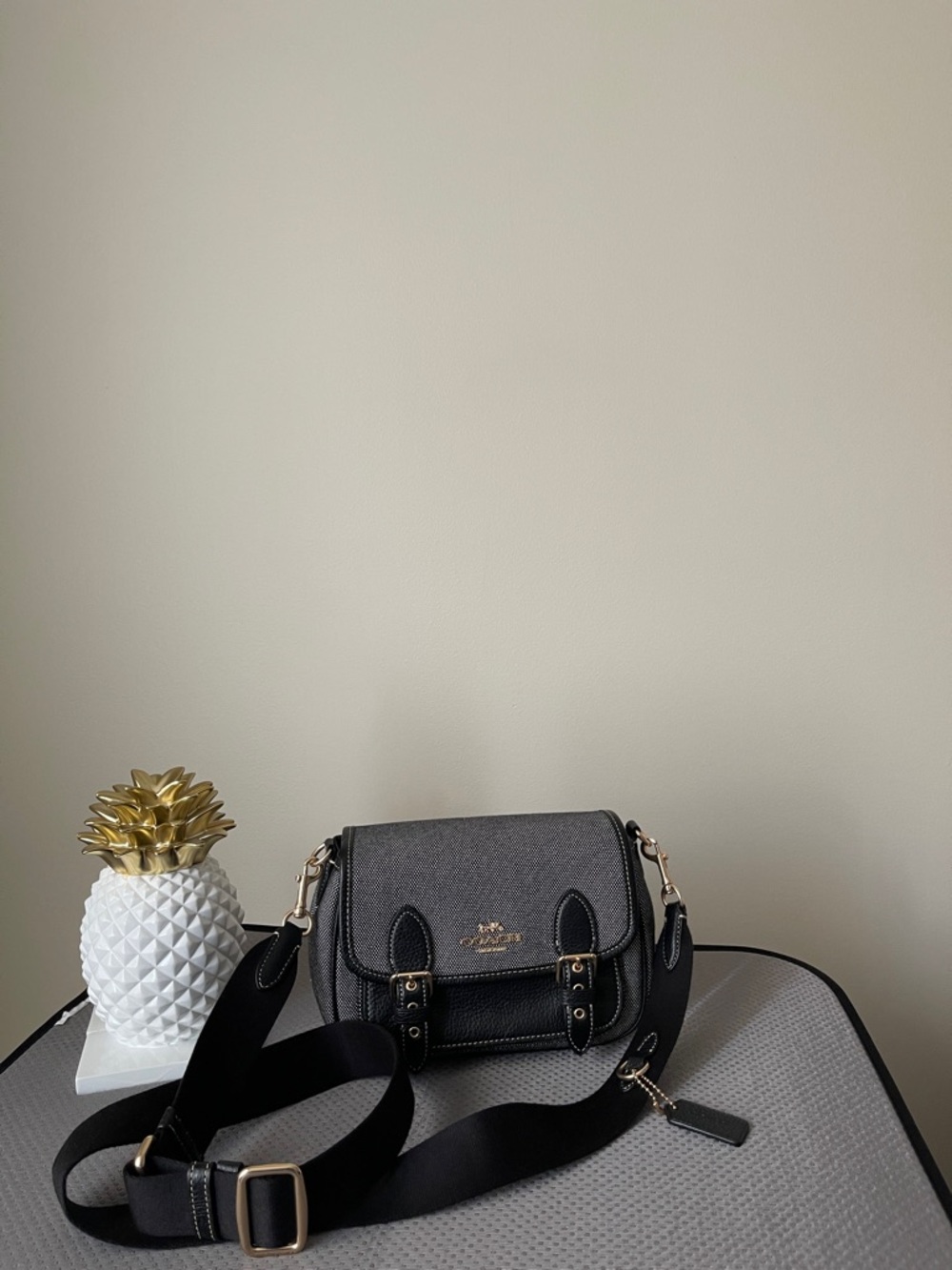 NWOT..Coach Black Pebbled Crossbody Bag with Gold Hardware